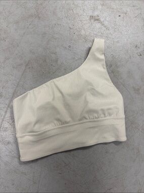 One-Shoulder Ribbed Bralette White/Ivory Shimmer LULULEMON Size 6